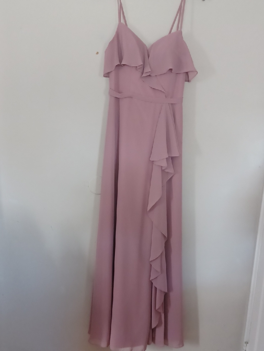 Azazie Dusty Mauve Ruffle Maxi Party/ Prom/ Wedding Dress. NWT. SIZE 2